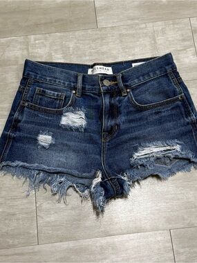 PacSun Bullhead Dark Blue Distressed Denim Cutoff Shorts
